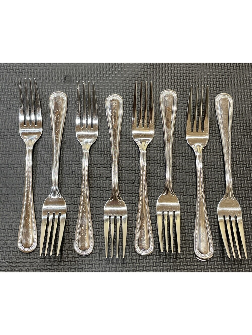 8 Wallace CONTINENTAL BEAD Salad Forks 18/10 Stainless China 7-3/8”